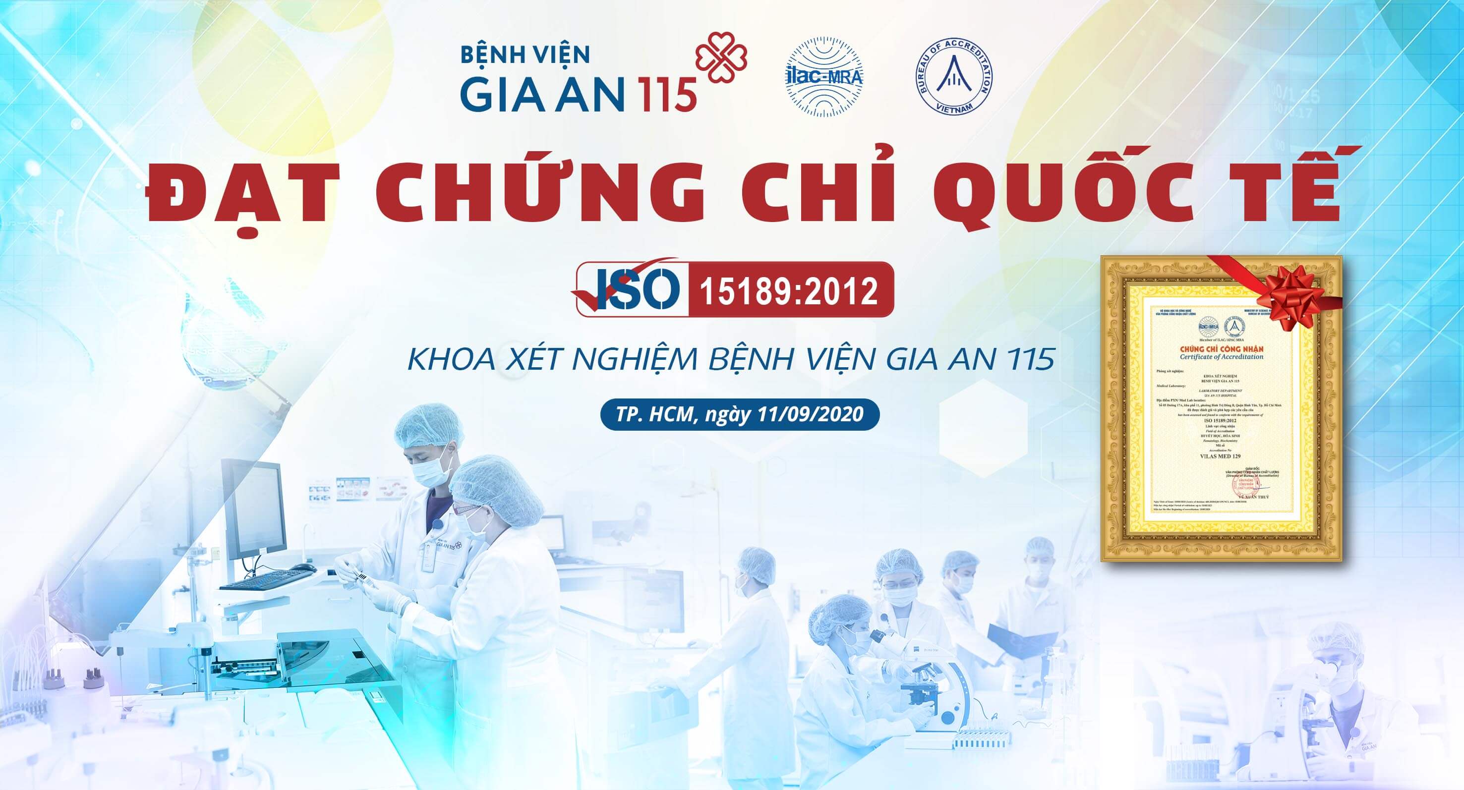 Khoa xét nghiệm đạt tiêu chuẩn quốc tế ISO 15189-2012