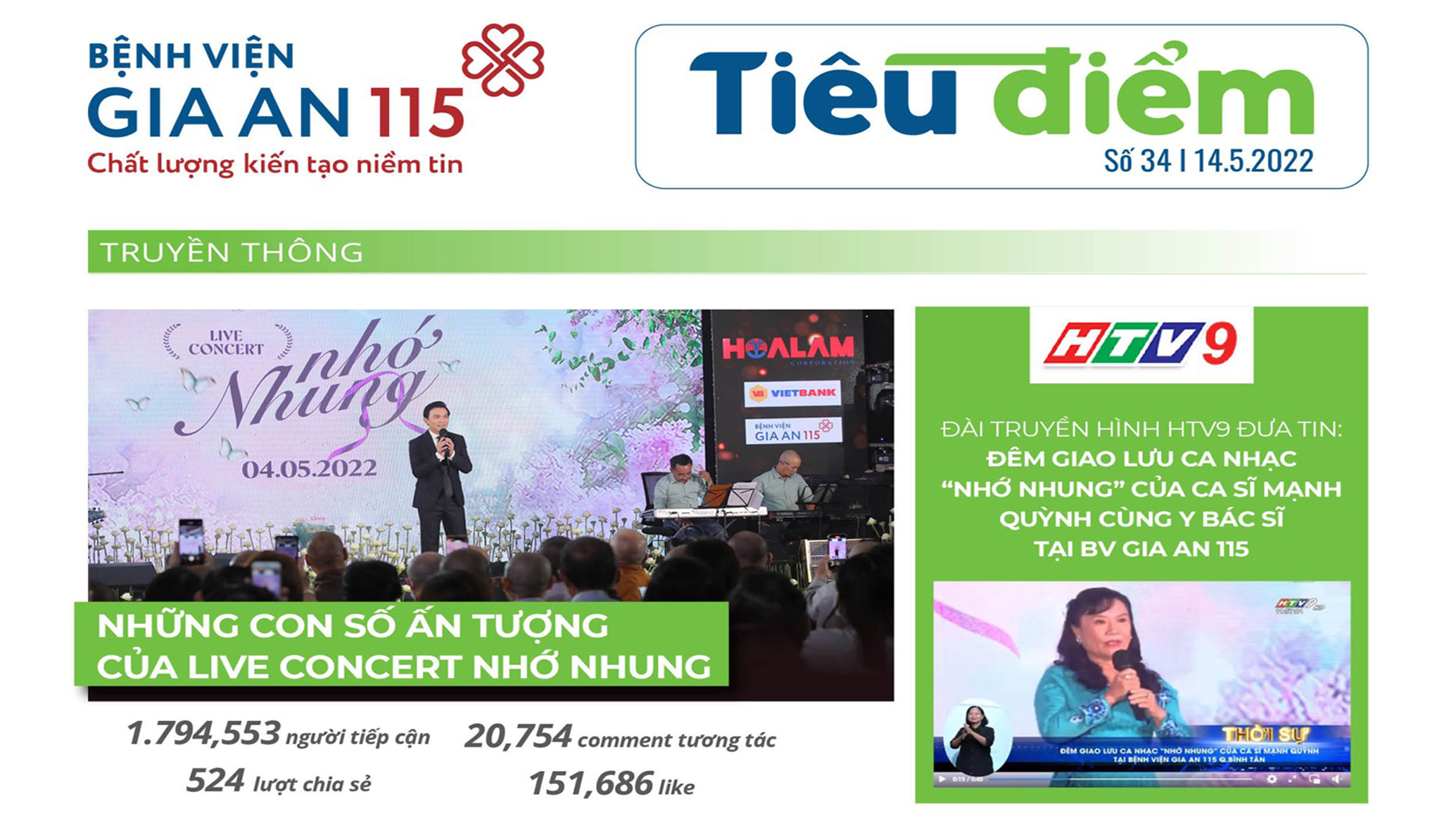 Bản tin tiêu điểm Bệnh viện Gia An 115 (số 34): Những con số ấn tượng của Live concert 