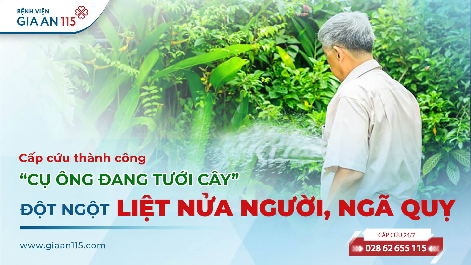 Cụ ông đang tưới cây thì đột ngột liệt nửa người, ngã quỵ