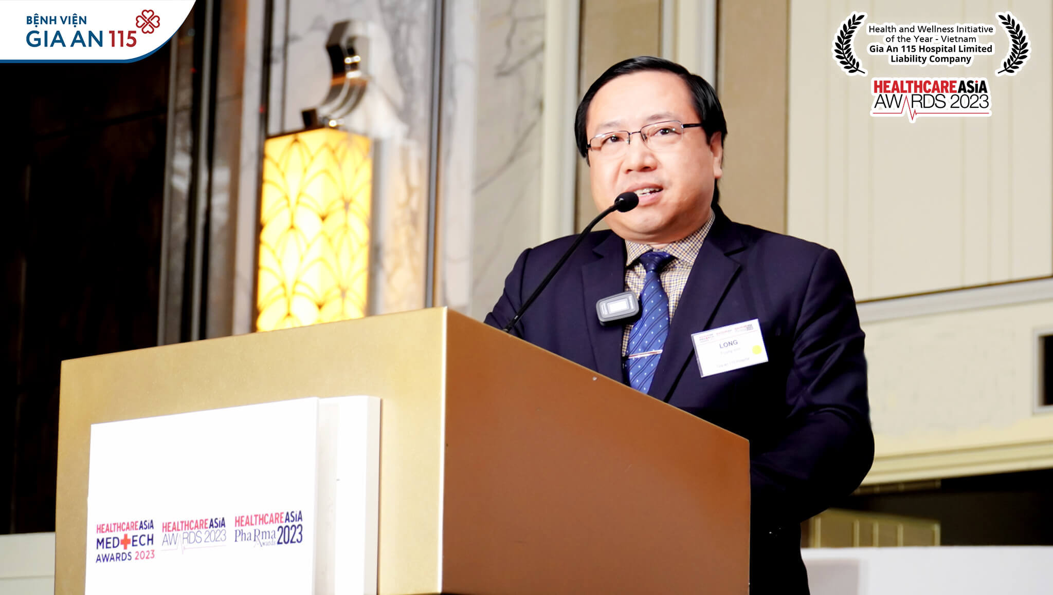 TS.BS. Trương Vĩnh Long - Giám đốc Bệnh viện Gia An 115 - phát biểu tại Lễ trao giải Healthcare Asia Awards 2023