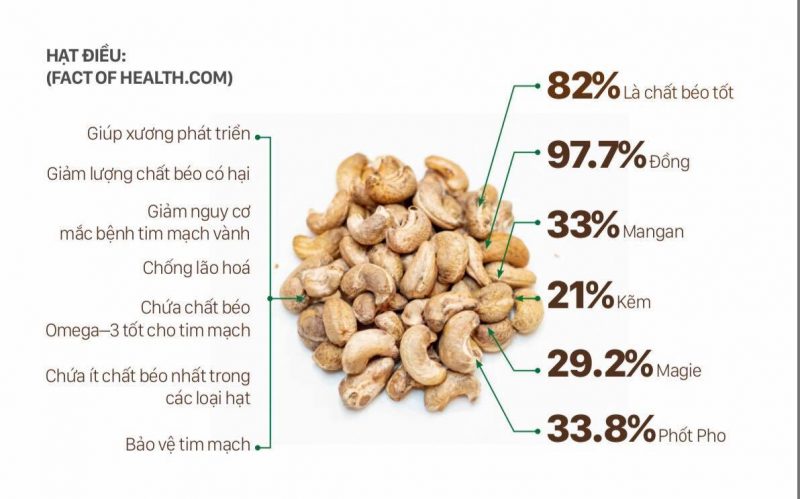 Dinh Dưỡng Của Hạt Điều: Lợi Ích Tuyệt Vời Cho Sức Khỏe và Cách Sử Dụng Hiệu Quả