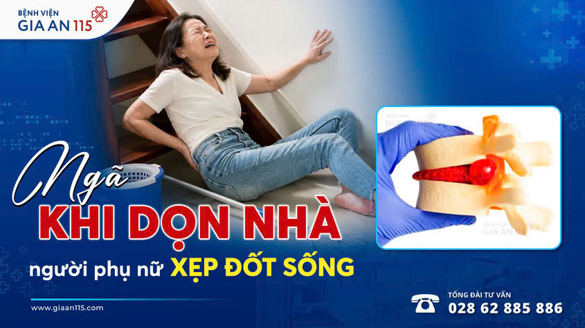 Ngã khi dọn nhà, người phụ nữ bị xẹp đốt sống thắt lưng